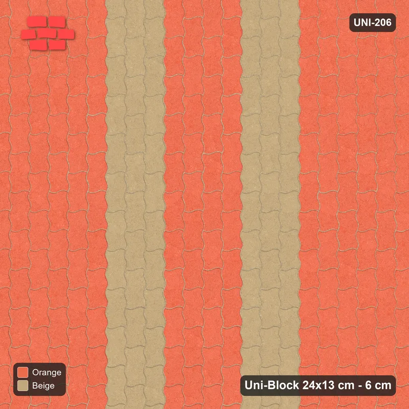 Interlock (Pasco) 24x13 cm · UNI-206 · Twin feature bands, quarter-turn lay (Clay Court) · Top view Interlock (Pasco) 24x13 cm · UNI-206 · Twin feature bands, quarter-turn lay (Clay Court) · Top view