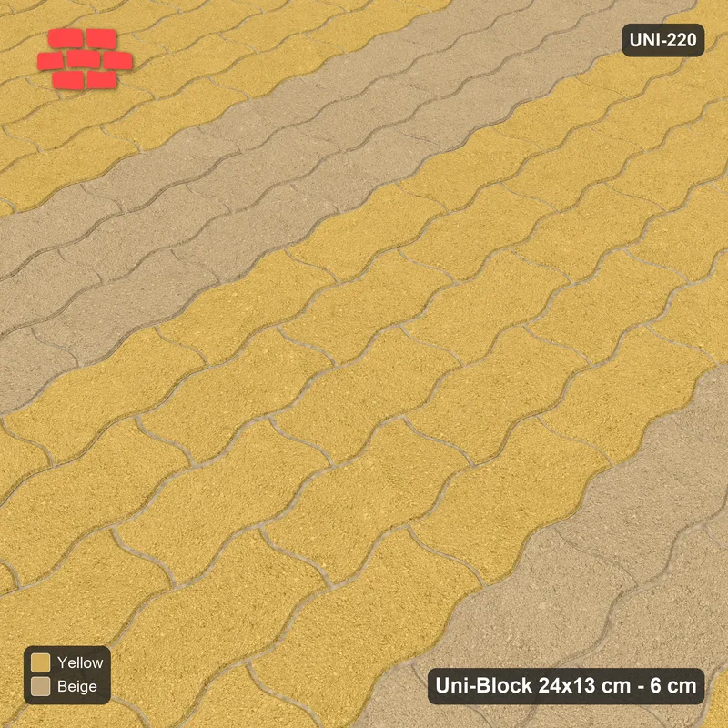 Interlock (Pasco) 24x13 cm · UNI-220 · Twin feature bands, quarter-turn lay (Desert Sun) · Side view Interlock (Pasco) 24x13 cm · UNI-220 · Twin feature bands, quarter-turn lay (Desert Sun) · Side view