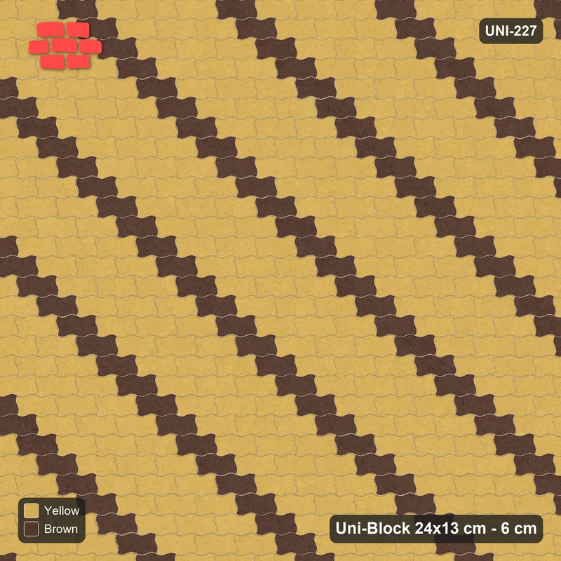 Interlock (Pasco) 24x13 cm · UNI-227 · Mirrored diagonal accent stripes (1 in 4), straight lay (Harvest) · Top view Interlock (Pasco) 24x13 cm · UNI-227 · Mirrored diagonal accent stripes (1 in 4), straight lay (Harvest) · Top view