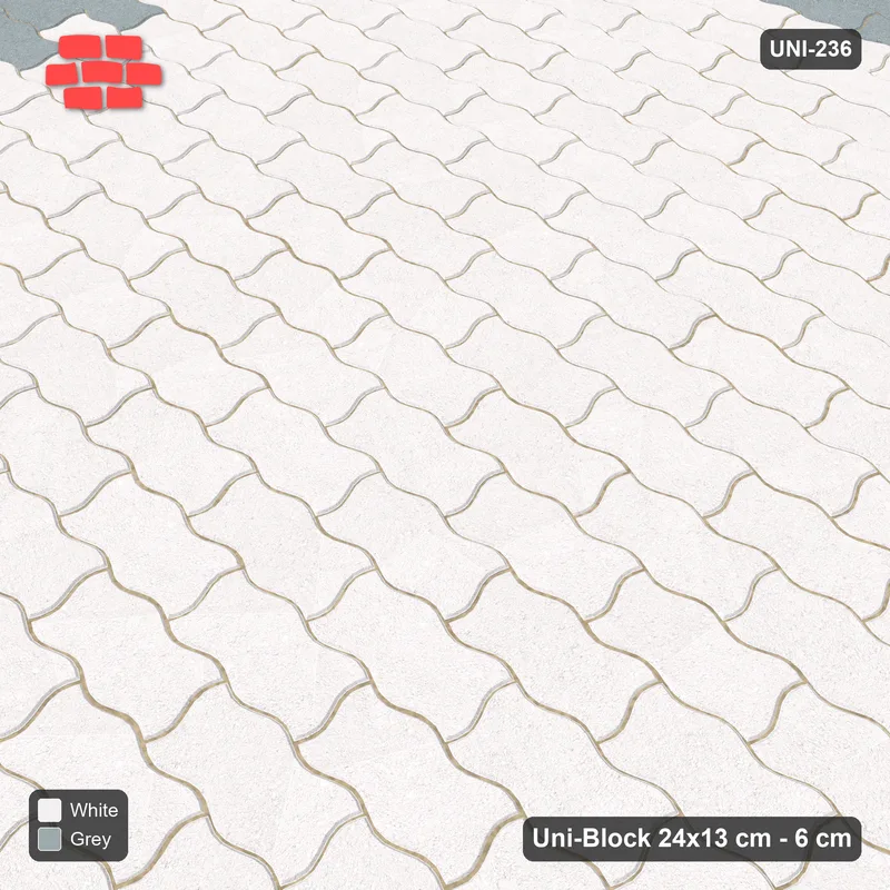 Interlock (Pasco) 24x13 cm · UNI-236 · Accent border courses, straight lay (Salt & Pepper) · Side view Interlock (Pasco) 24x13 cm · UNI-236 · Accent border courses, straight lay (Salt & Pepper) · Side view