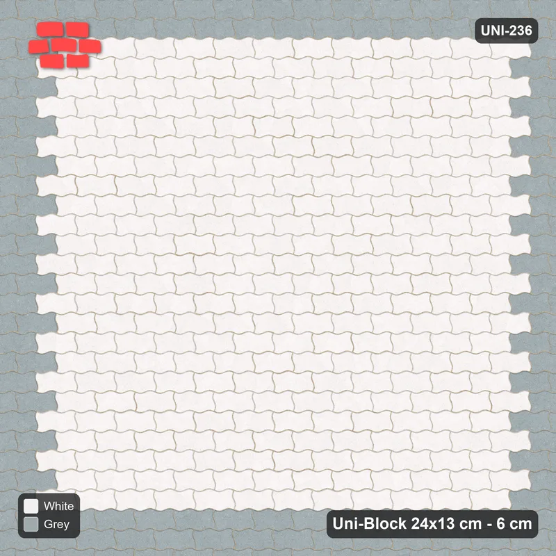 Interlock (Pasco) 24x13 cm · UNI-236 · Accent border courses, straight lay (Salt & Pepper) · Top view Interlock (Pasco) 24x13 cm · UNI-236 · Accent border courses, straight lay (Salt & Pepper) · Top view