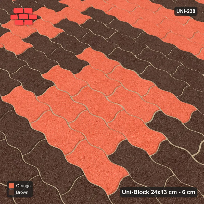 Interlock (Pasco) 24x13 cm · UNI-238 · Concentric square rings, straight lay (Burnt Clay) · Side view Interlock (Pasco) 24x13 cm · UNI-238 · Concentric square rings, straight lay (Burnt Clay) · Side view