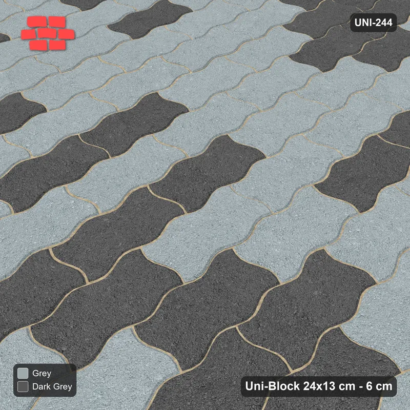Interlock (Pasco) 24x13 cm · UNI-244 · Soft tonal blend, quarter-turn lay, kerb frame (Charcoal Edge) · Side view Interlock (Pasco) 24x13 cm · UNI-244 · Soft tonal blend, quarter-turn lay, kerb frame (Charcoal Edge) · Side view
