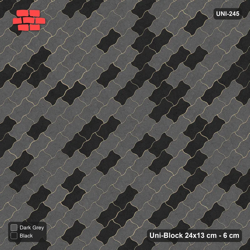 Interlock (Pasco) 24x13 cm · UNI-245 · Soft tonal blend, 45-degree lay, kerb frame (Night Sky) · Top view Interlock (Pasco) 24x13 cm · UNI-245 · Soft tonal blend, 45-degree lay, kerb frame (Night Sky) · Top view