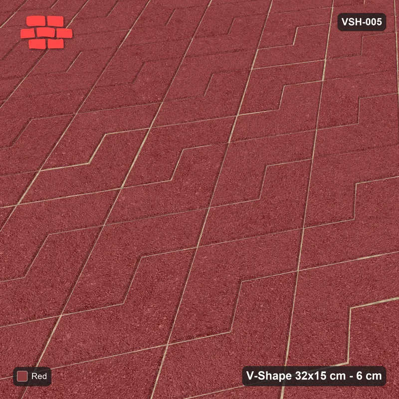 Interlock (Pasco) 32x15 cm · VSH-005 · Turned zigzag rows, solid tone, kerb · Side view Interlock (Pasco) 32x15 cm · VSH-005 · Turned zigzag rows, solid tone, kerb · Side view