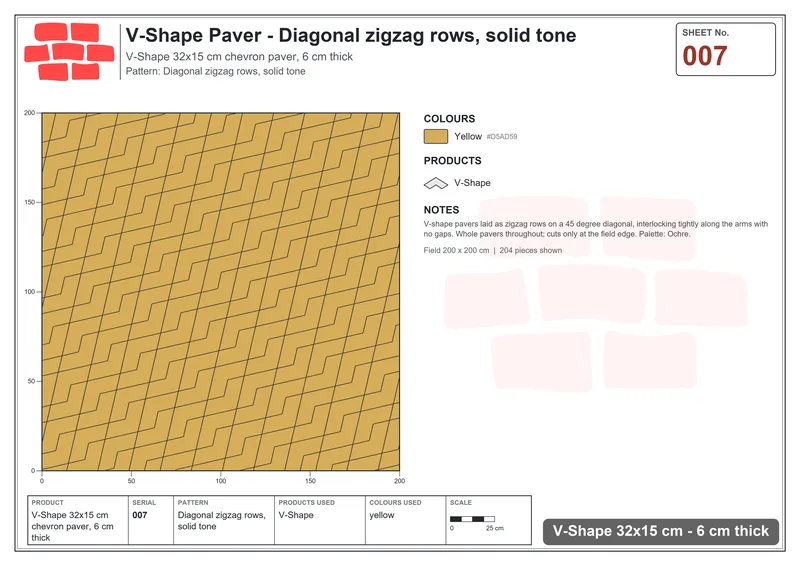 Interlock (Pasco) 32x15 cm · VSH-007 · Diagonal zigzag rows, solid tone · Laying plan Interlock (Pasco) 32x15 cm · VSH-007 · Diagonal zigzag rows, solid tone · Laying plan