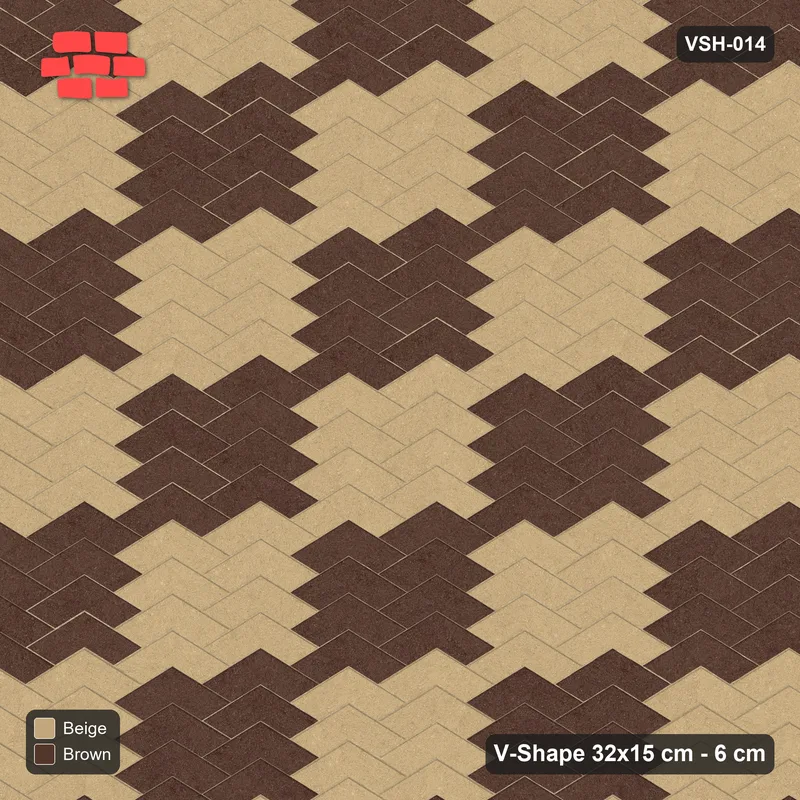 Interlock (Pasco) 32x15 cm · VSH-014 · Stacked chevron columns, block checker 4x2 · Top view Interlock (Pasco) 32x15 cm · VSH-014 · Stacked chevron columns, block checker 4x2 · Top view