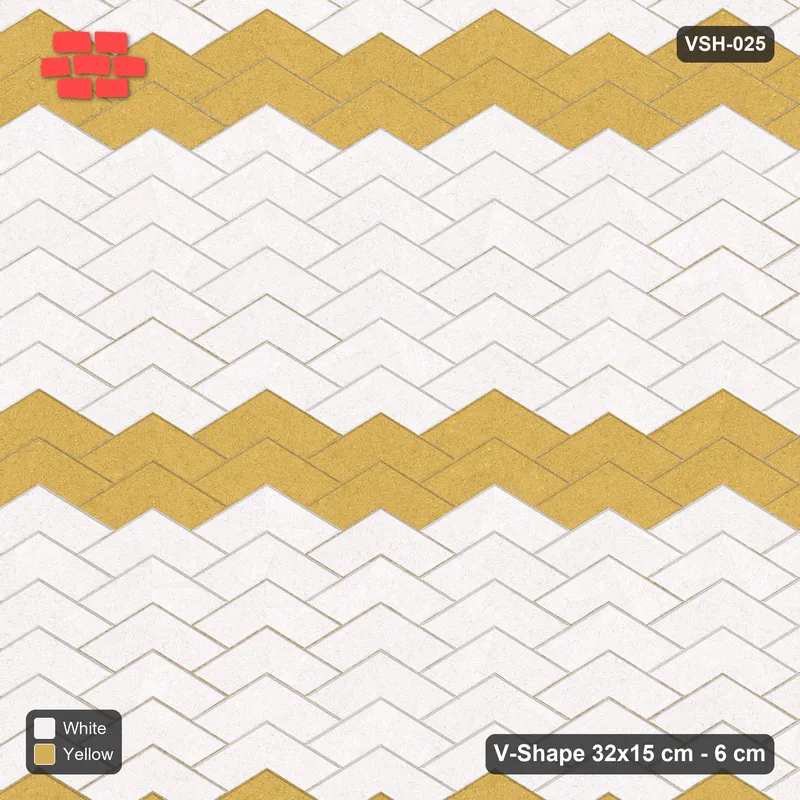 Interlock (Pasco) 32x15 cm · VSH-025 · Stacked chevron columns, twin accent courses every 8, kerb · Top view Interlock (Pasco) 32x15 cm · VSH-025 · Stacked chevron columns, twin accent courses every 8, kerb · Top view