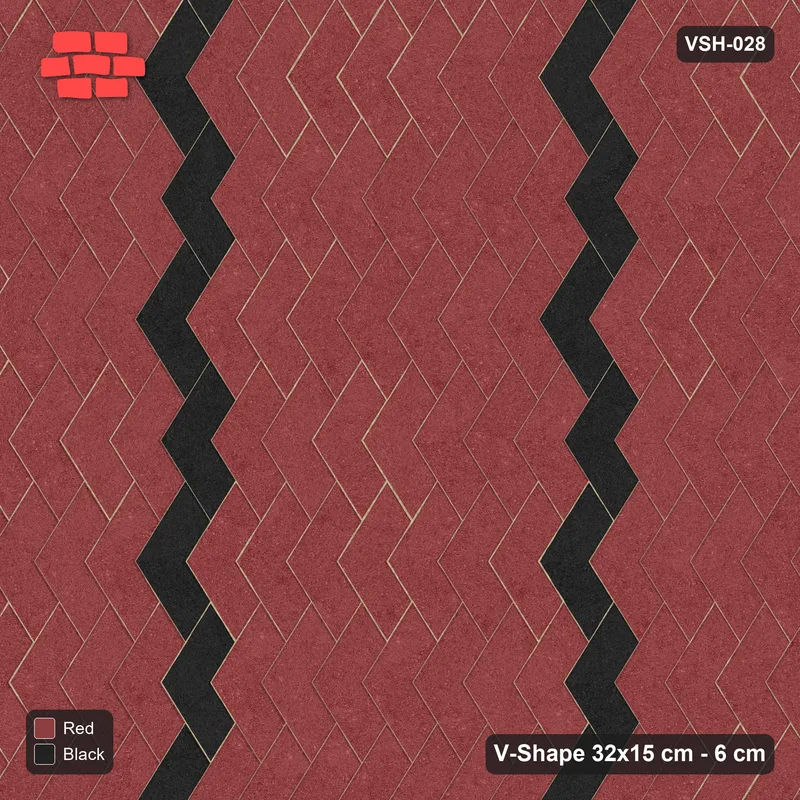 Interlock (Pasco) 32x15 cm · VSH-028 · Turned chevron columns, chevron stripe every 8 courses, kerb · Top view Interlock (Pasco) 32x15 cm · VSH-028 · Turned chevron columns, chevron stripe every 8 courses, kerb · Top view