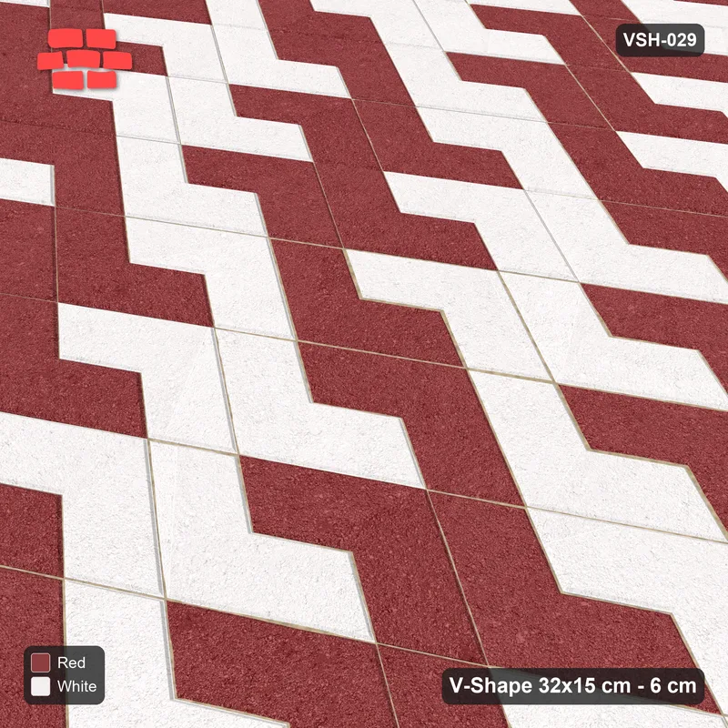 Interlock (Pasco) 32x15 cm · VSH-029 · Zigzag rows, block checker 3x2, kerb · Side view Interlock (Pasco) 32x15 cm · VSH-029 · Zigzag rows, block checker 3x2, kerb · Side view