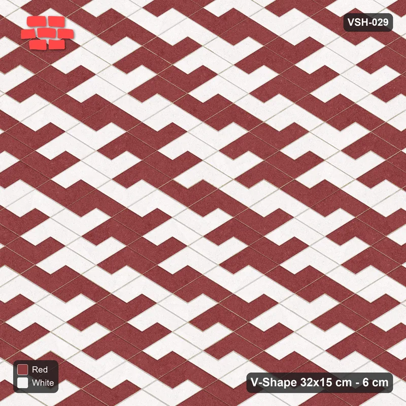Interlock (Pasco) 32x15 cm · VSH-029 · Zigzag rows, block checker 3x2, kerb · Top view Interlock (Pasco) 32x15 cm · VSH-029 · Zigzag rows, block checker 3x2, kerb · Top view
