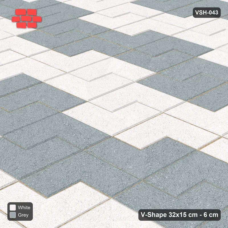 Interlock (Pasco) 32x15 cm · VSH-043 · Diagonal zigzag rows, stepped diagonal stripes · Side view Interlock (Pasco) 32x15 cm · VSH-043 · Diagonal zigzag rows, stepped diagonal stripes · Side view