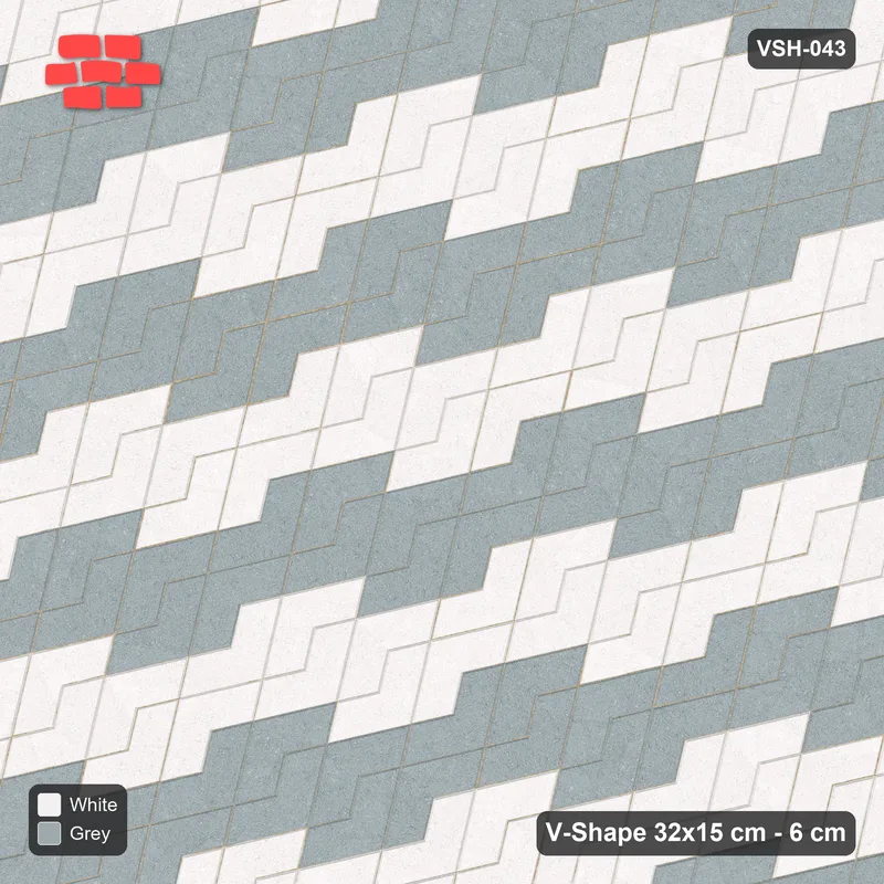 Interlock (Pasco) 32x15 cm · VSH-043 · Diagonal zigzag rows, stepped diagonal stripes · Top view Interlock (Pasco) 32x15 cm · VSH-043 · Diagonal zigzag rows, stepped diagonal stripes · Top view