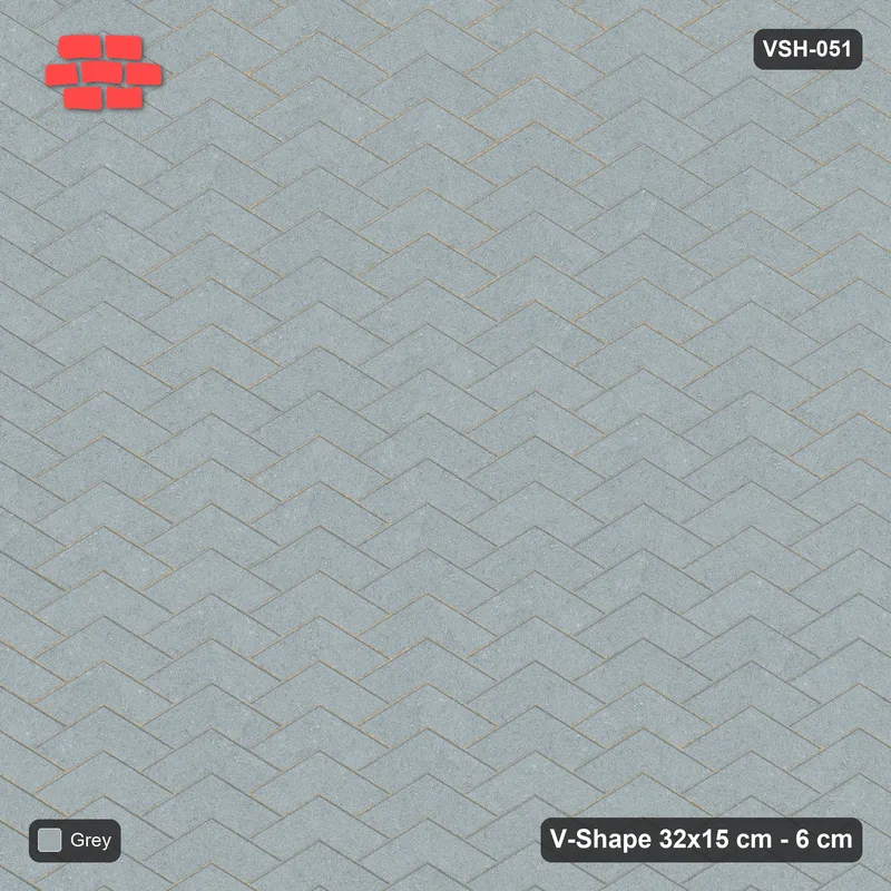 Interlock (Pasco) 32x15 cm · VSH-051 · V chevron columns, solid tone · Top view Interlock (Pasco) 32x15 cm · VSH-051 · V chevron columns, solid tone · Top view