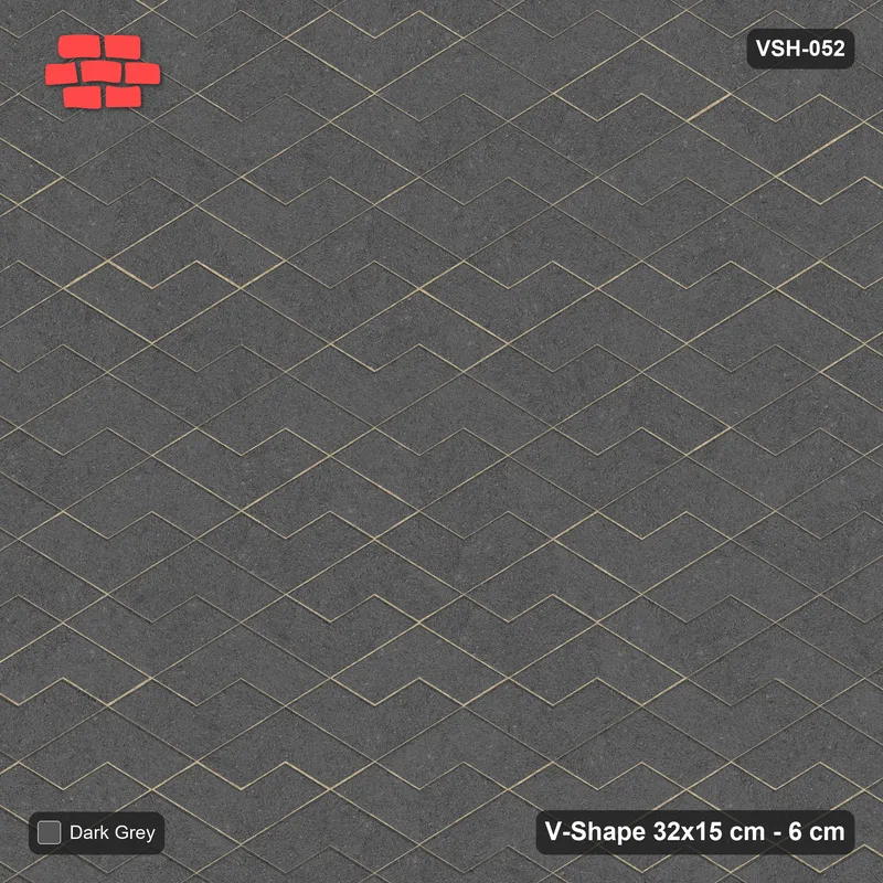 Interlock (Pasco) 32x15 cm · VSH-052 · V zigzag rows, solid tone, kerbed · Top view Interlock (Pasco) 32x15 cm · VSH-052 · V zigzag rows, solid tone, kerbed · Top view