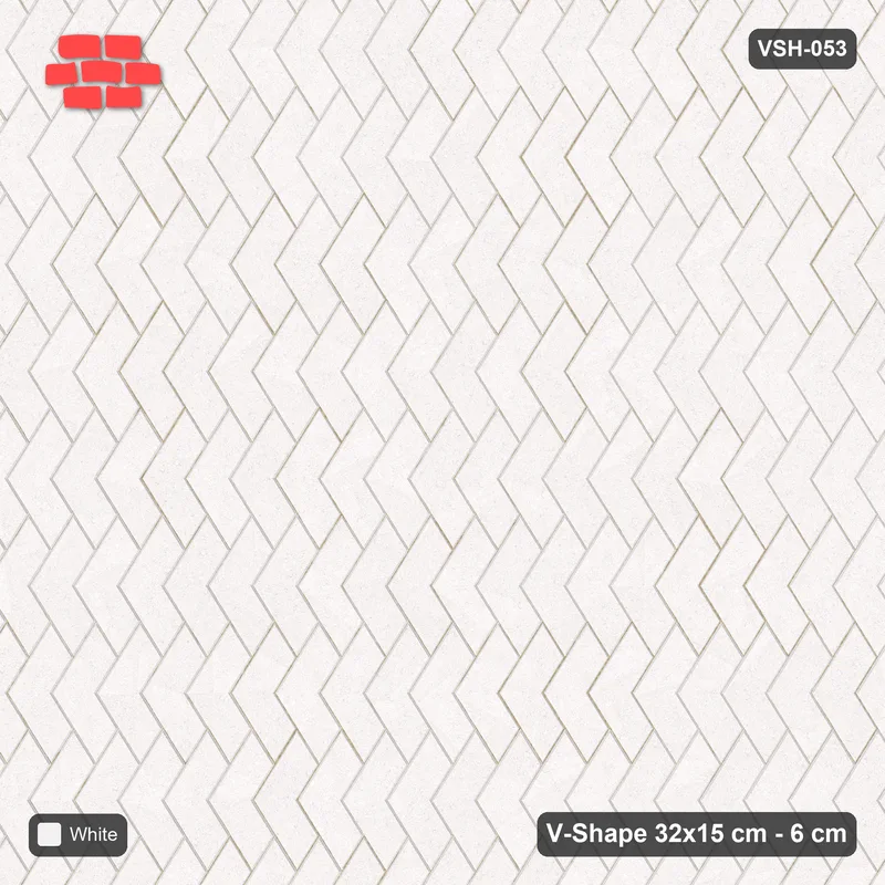 Interlock (Pasco) 32x15 cm · VSH-053 · Turned V chevron columns, solid tone · Top view Interlock (Pasco) 32x15 cm · VSH-053 · Turned V chevron columns, solid tone · Top view