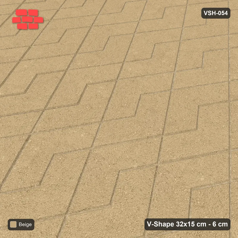 Interlock (Pasco) 32x15 cm · VSH-054 · Turned V zigzag rows, solid tone, kerbed · Side view Interlock (Pasco) 32x15 cm · VSH-054 · Turned V zigzag rows, solid tone, kerbed · Side view