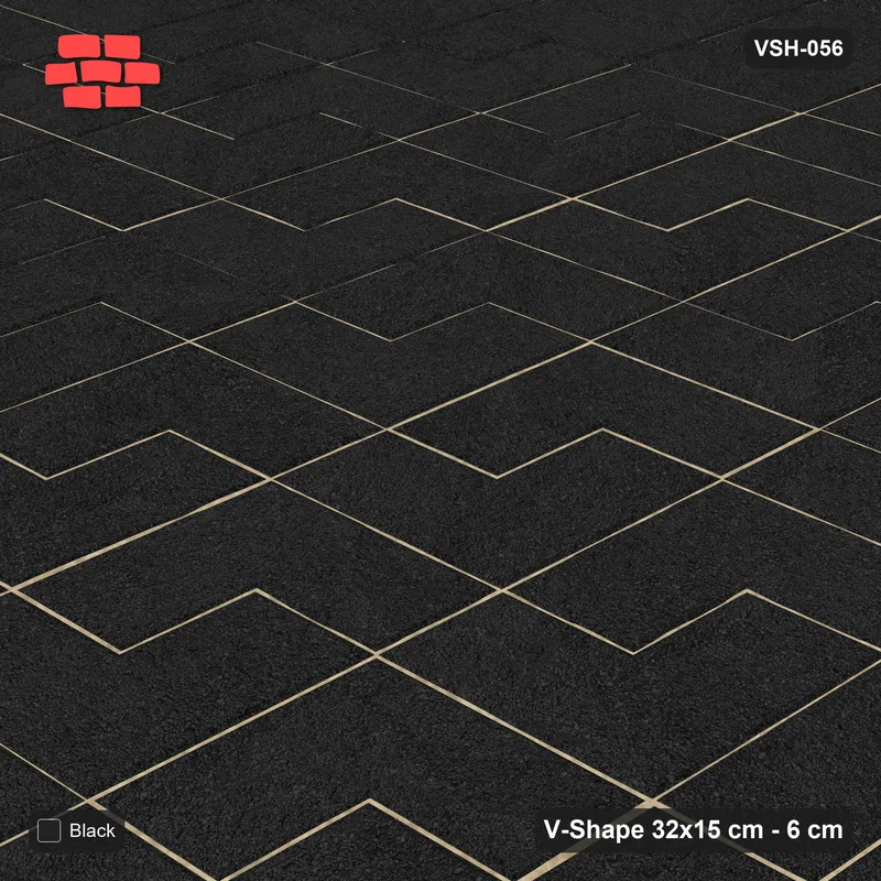 Interlock (Pasco) 32x15 cm · VSH-056 · Diagonal V zigzag rows, solid tone, kerbed · Side view Interlock (Pasco) 32x15 cm · VSH-056 · Diagonal V zigzag rows, solid tone, kerbed · Side view