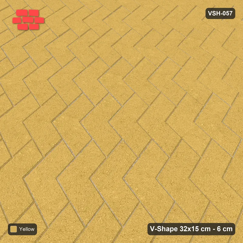 Interlock (Pasco) 32x15 cm · VSH-057 · Reverse diagonal V chevron columns, solid tone · Side view Interlock (Pasco) 32x15 cm · VSH-057 · Reverse diagonal V chevron columns, solid tone · Side view