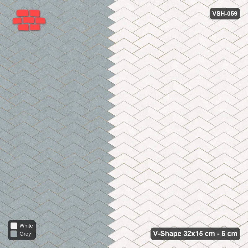 Interlock (Pasco) 32x15 cm · VSH-059 · V chevron columns, two-tone left and right halves · Top view Interlock (Pasco) 32x15 cm · VSH-059 · V chevron columns, two-tone left and right halves · Top view