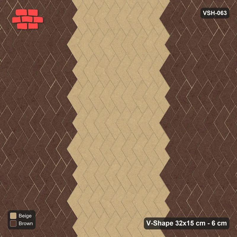 Interlock (Pasco) 32x15 cm · VSH-063 · Turned V chevron columns, wide vertical centre band · Top view Interlock (Pasco) 32x15 cm · VSH-063 · Turned V chevron columns, wide vertical centre band · Top view