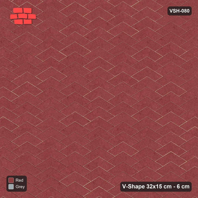 Interlock (Pasco) 32x15 cm · VSH-080 · V chevron columns, solid field, contrast kerb · Top view Interlock (Pasco) 32x15 cm · VSH-080 · V chevron columns, solid field, contrast kerb · Top view