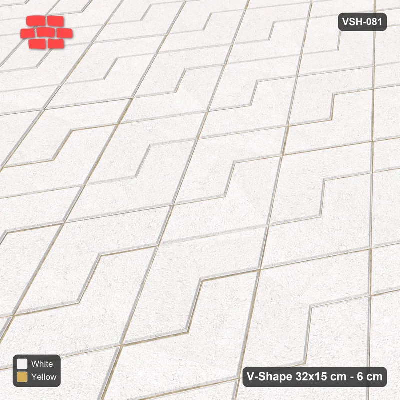 Interlock (Pasco) 32x15 cm · VSH-081 · Turned V zigzag rows, solid field, contrast kerb · Side view Interlock (Pasco) 32x15 cm · VSH-081 · Turned V zigzag rows, solid field, contrast kerb · Side view