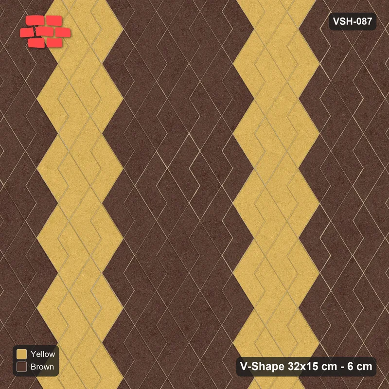 Interlock (Pasco) 32x15 cm · VSH-087 · Turned V zigzag rows, double stripe every 6 courses, kerbed · Top view Interlock (Pasco) 32x15 cm · VSH-087 · Turned V zigzag rows, double stripe every 6 courses, kerbed · Top view