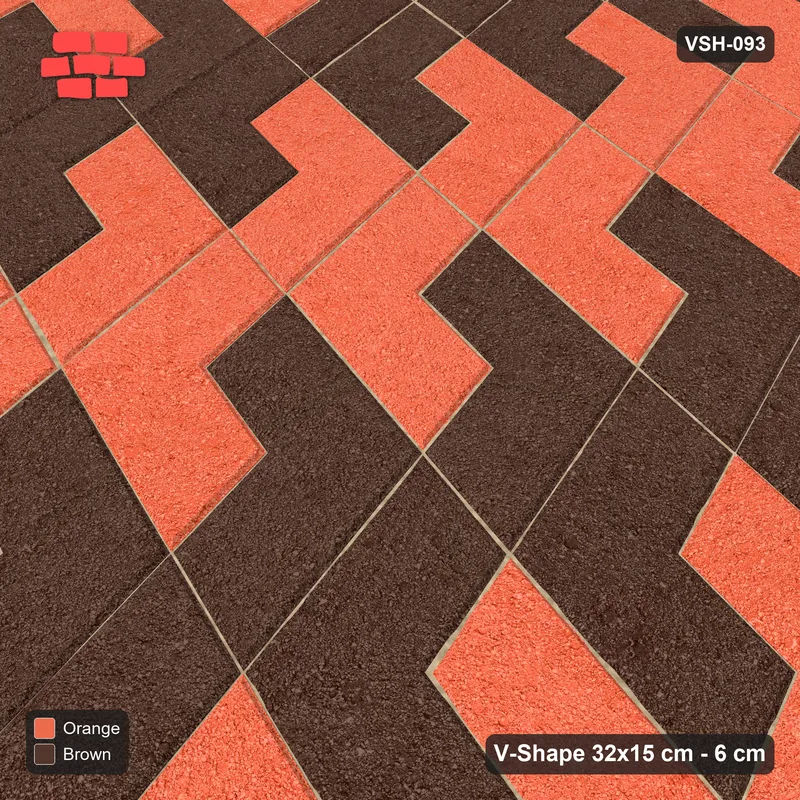 Interlock (Pasco) 32x15 cm · VSH-093 · Reverse diagonal V zigzag rows, paired column colours, kerbed · Side view Interlock (Pasco) 32x15 cm · VSH-093 · Reverse diagonal V zigzag rows, paired column colours, kerbed · Side view