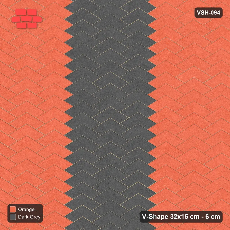 Interlock (Pasco) 32x15 cm · VSH-094 · V chevron columns, triple column bands · Top view Interlock (Pasco) 32x15 cm · VSH-094 · V chevron columns, triple column bands · Top view