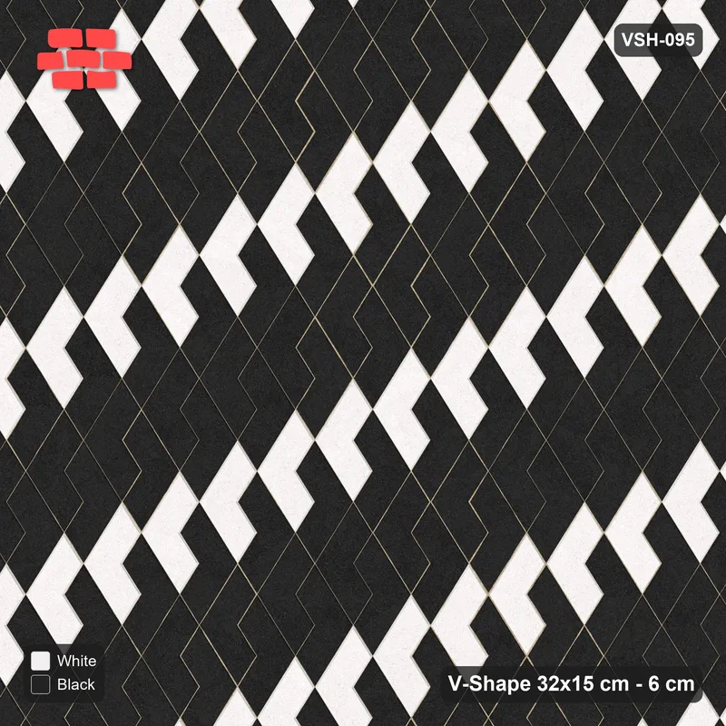 Interlock (Pasco) 32x15 cm · VSH-095 · Turned V zigzag rows, accent column every 4 columns, kerbed · Top view Interlock (Pasco) 32x15 cm · VSH-095 · Turned V zigzag rows, accent column every 4 columns, kerbed · Top view