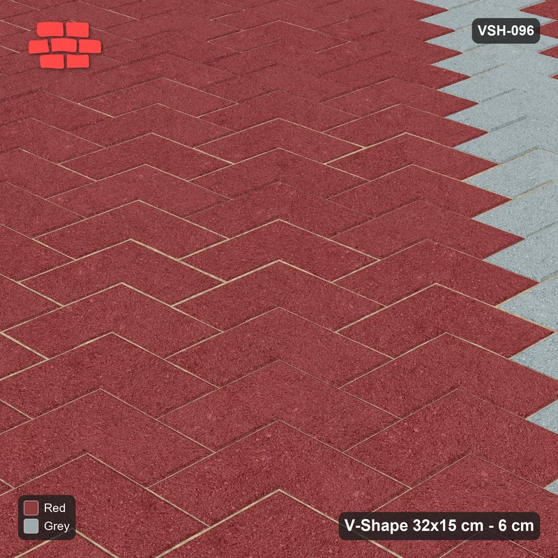 Interlock (Pasco) 32x15 cm · VSH-096 · Diagonal V chevron columns, accent column every 6 columns · Side view Interlock (Pasco) 32x15 cm · VSH-096 · Diagonal V chevron columns, accent column every 6 columns · Side view