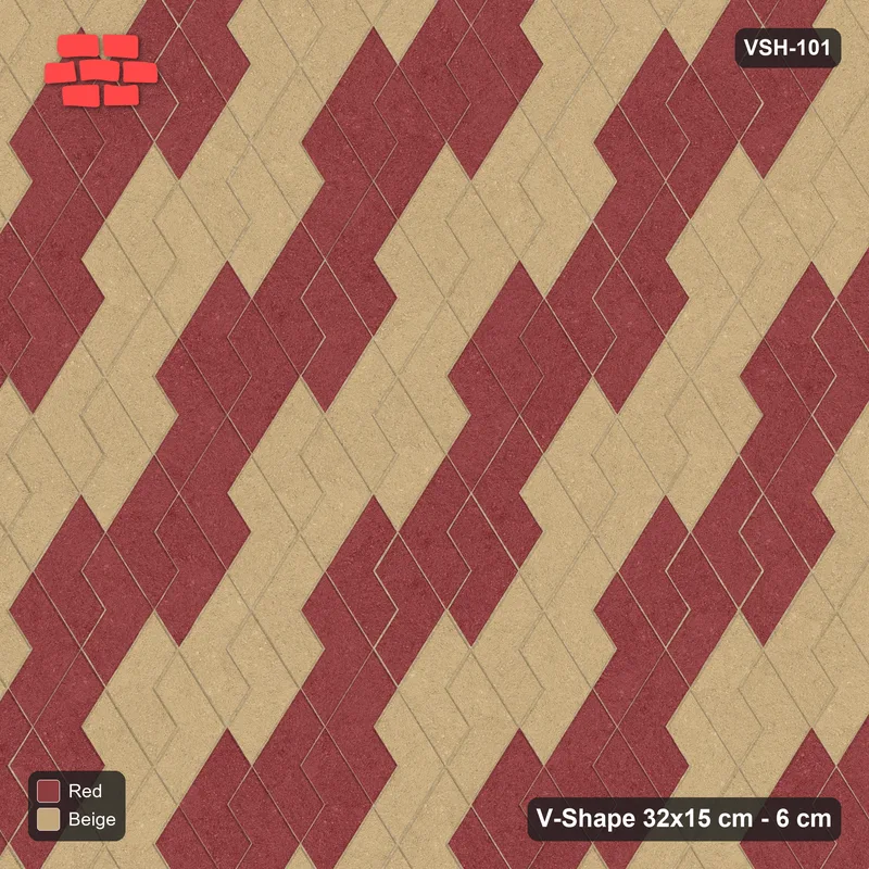 Interlock (Pasco) 32x15 cm · VSH-101 · Turned V zigzag rows, wide stair-step diagonals · Top view Interlock (Pasco) 32x15 cm · VSH-101 · Turned V zigzag rows, wide stair-step diagonals · Top view