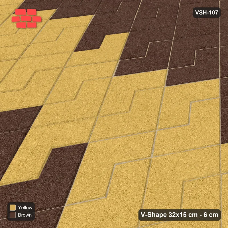 Interlock (Pasco) 32x15 cm · VSH-107 · Turned V zigzag rows, centre feature band, kerbed · Side view Interlock (Pasco) 32x15 cm · VSH-107 · Turned V zigzag rows, centre feature band, kerbed · Side view
