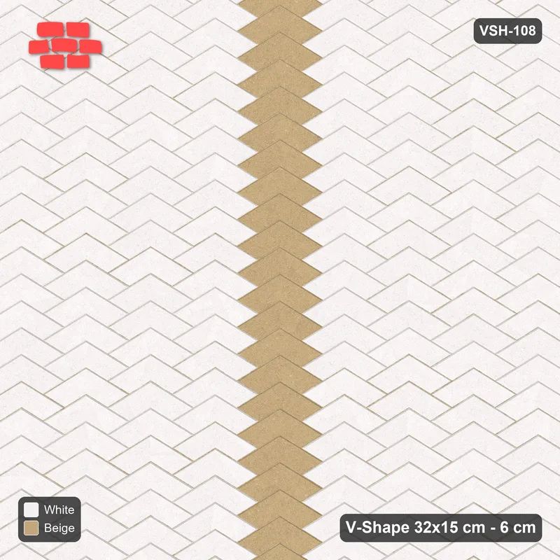Interlock (Pasco) 32x15 cm · VSH-108 · V chevron columns, vertical centre feature band, kerbed · Top view Interlock (Pasco) 32x15 cm · VSH-108 · V chevron columns, vertical centre feature band, kerbed · Top view