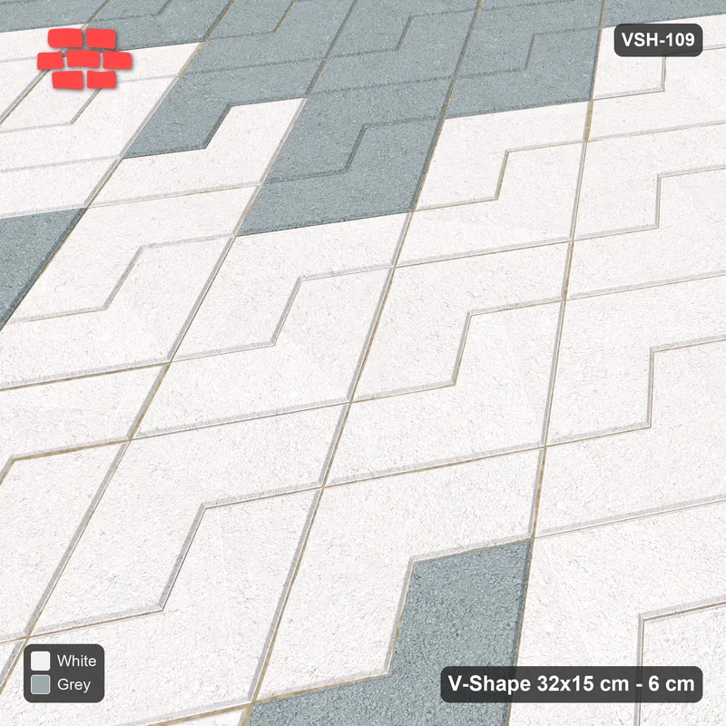 Interlock (Pasco) 32x15 cm · VSH-109 · Turned V zigzag rows, centre cross · Side view Interlock (Pasco) 32x15 cm · VSH-109 · Turned V zigzag rows, centre cross · Side view