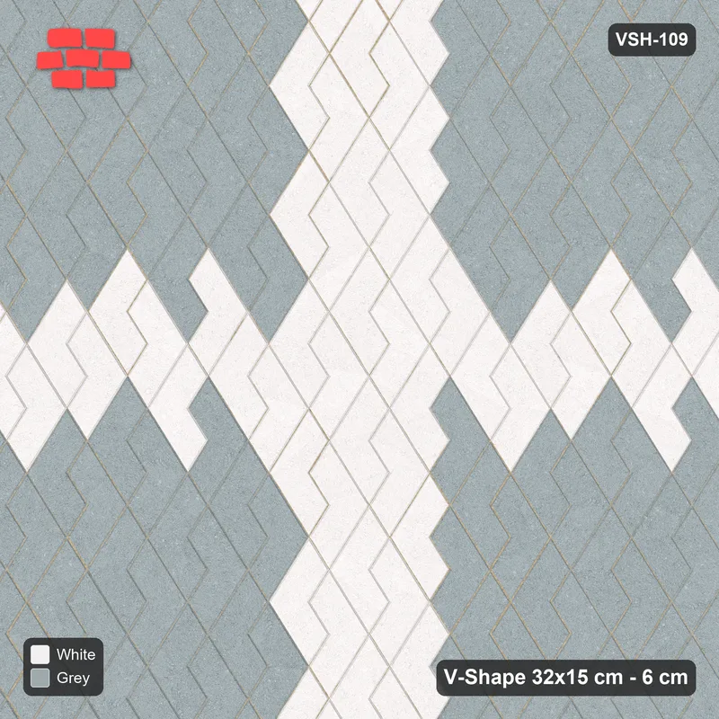 Interlock (Pasco) 32x15 cm · VSH-109 · Turned V zigzag rows, centre cross · Top view Interlock (Pasco) 32x15 cm · VSH-109 · Turned V zigzag rows, centre cross · Top view