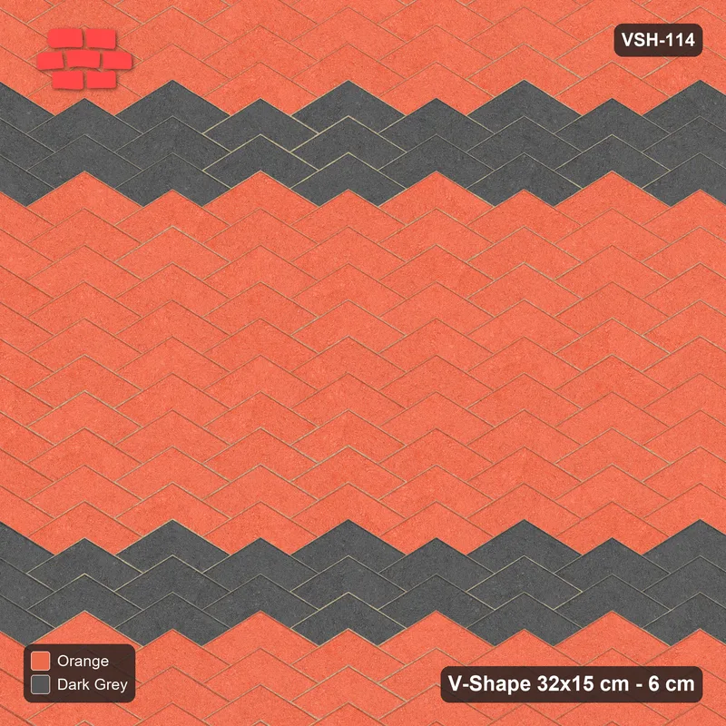 Interlock (Pasco) 32x15 cm · VSH-114 · V chevron columns, twin feature bands · Top view Interlock (Pasco) 32x15 cm · VSH-114 · V chevron columns, twin feature bands · Top view
