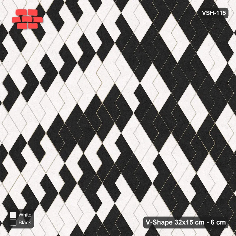 Interlock (Pasco) 32x15 cm · VSH-115 · Turned V zigzag rows, nested arrow chevrons, kerbed · Top view Interlock (Pasco) 32x15 cm · VSH-115 · Turned V zigzag rows, nested arrow chevrons, kerbed · Top view