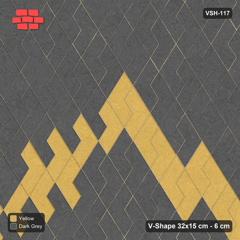 Interlock (Pasco) 32x15 cm · VSH-117 · Turned V zigzag rows, steep arrow chevron feature, kerbed · Top view Interlock (Pasco) 32x15 cm · VSH-117 · Turned V zigzag rows, steep arrow chevron feature, kerbed · Top view