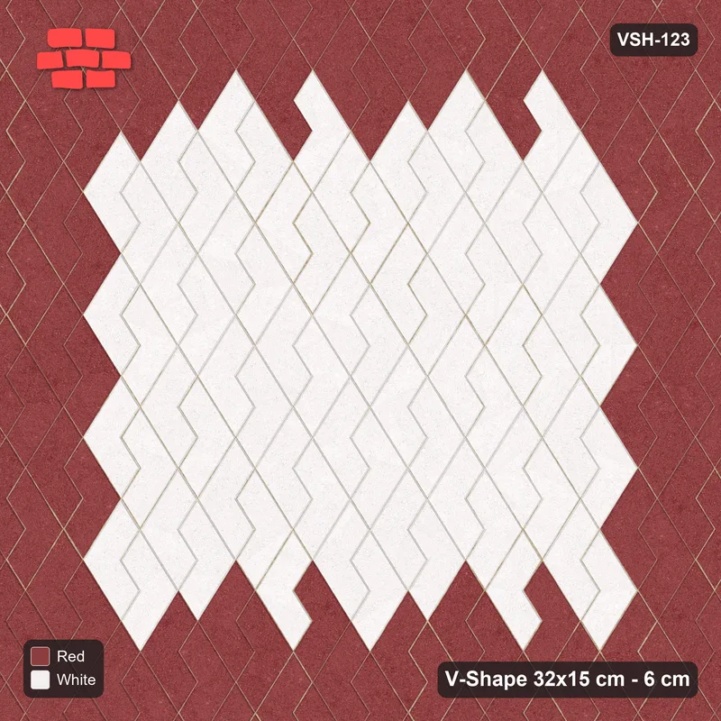 Interlock (Pasco) 32x15 cm · VSH-123 · Turned V zigzag rows, wide accent border, kerbed · Top view Interlock (Pasco) 32x15 cm · VSH-123 · Turned V zigzag rows, wide accent border, kerbed · Top view