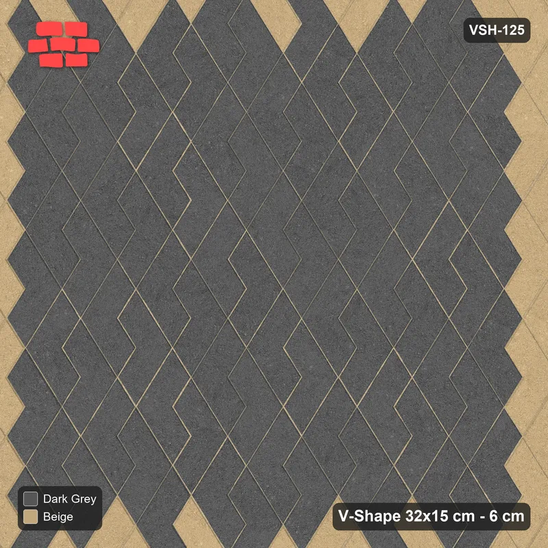 Interlock (Pasco) 32x15 cm · VSH-125 · Turned V zigzag rows, large centre panel, kerbed · Top view Interlock (Pasco) 32x15 cm · VSH-125 · Turned V zigzag rows, large centre panel, kerbed · Top view