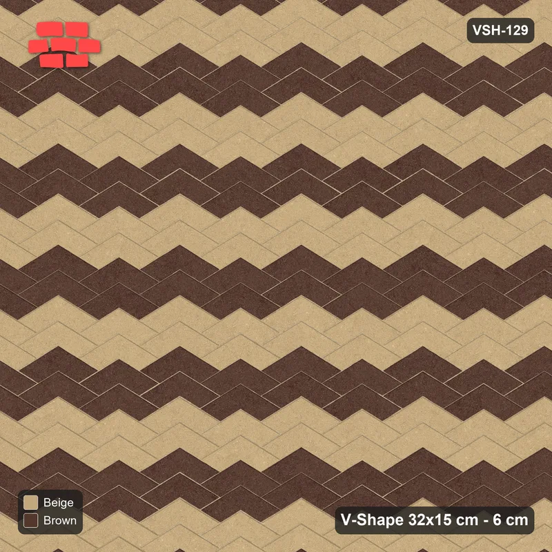 Interlock (Pasco) 32x15 cm · VSH-129 · V chevron columns, 2-course chevron bands · Top view Interlock (Pasco) 32x15 cm · VSH-129 · V chevron columns, 2-course chevron bands · Top view