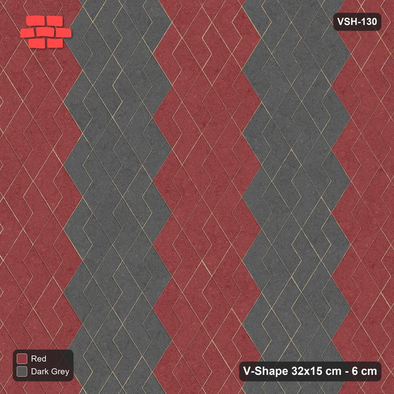 Interlock (Pasco) 32x15 cm · VSH-130 · Turned V zigzag rows, 3-course chevron bands, kerbed · Top view Interlock (Pasco) 32x15 cm · VSH-130 · Turned V zigzag rows, 3-course chevron bands, kerbed · Top view