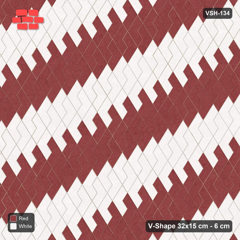 Interlock (Pasco) 32x15 cm · VSH-134 · Turned V zigzag rows, triple column bands · Top view Interlock (Pasco) 32x15 cm · VSH-134 · Turned V zigzag rows, triple column bands · Top view