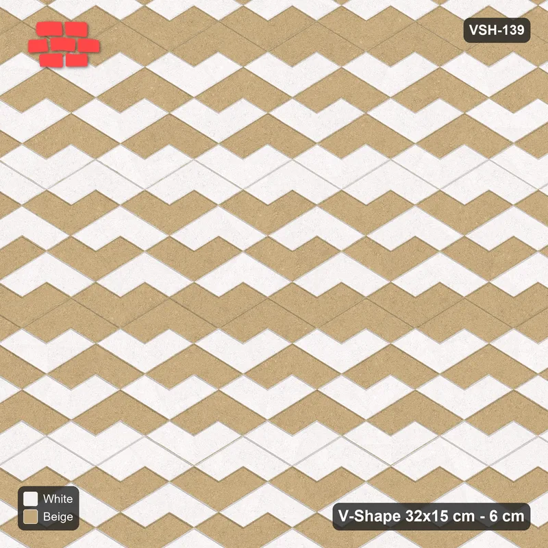 Interlock (Pasco) 32x15 cm · VSH-139 · V zigzag rows, orientation two-tone, 3-course · Top view Interlock (Pasco) 32x15 cm · VSH-139 · V zigzag rows, orientation two-tone, 3-course · Top view