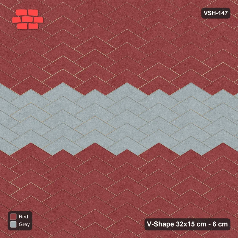 Interlock (Pasco) 32x15 cm · VSH-147 · V chevron columns, centre feature band · Top view Interlock (Pasco) 32x15 cm · VSH-147 · V chevron columns, centre feature band · Top view