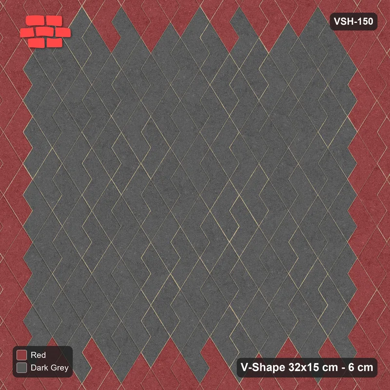 Interlock (Pasco) 32x15 cm · VSH-150 · Turned V zigzag rows, accent edge course, kerbed · Top view Interlock (Pasco) 32x15 cm · VSH-150 · Turned V zigzag rows, accent edge course, kerbed · Top view
