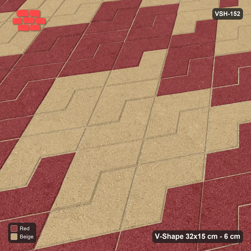 Interlock (Pasco) 32x15 cm · VSH-152 · Turned V zigzag rows, square rings · Side view Interlock (Pasco) 32x15 cm · VSH-152 · Turned V zigzag rows, square rings · Side view