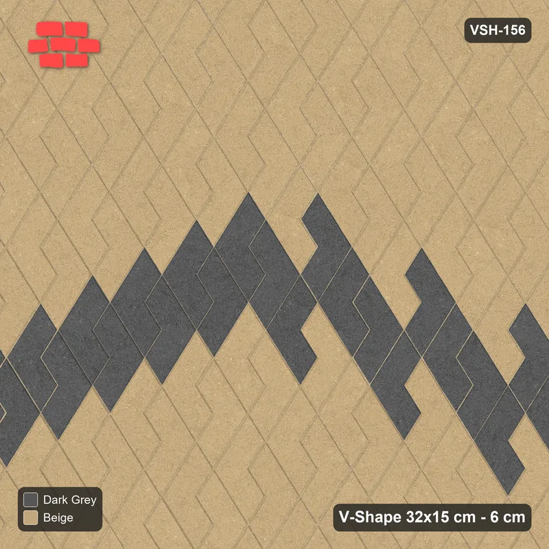 Interlock (Pasco) 32x15 cm · VSH-156 · Turned V zigzag rows, single arrow chevron feature, kerbed · Top view Interlock (Pasco) 32x15 cm · VSH-156 · Turned V zigzag rows, single arrow chevron feature, kerbed · Top view
